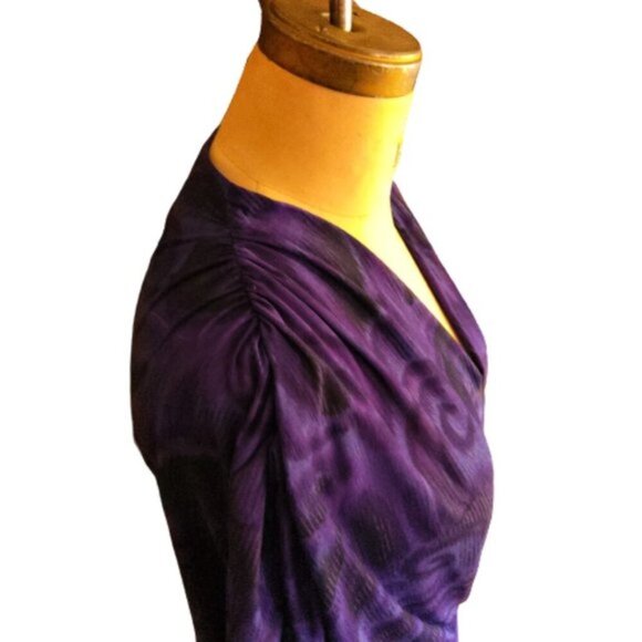 Vintage 80s midi rouched dress in great color - Picture 8 of 14